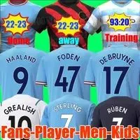 21 22 23 HAALAND SOCCER JERSEYS GREALISH STERLING MANS CITIES MAHREZ fans player version DE BRUYNE FODEN 2022 2023 football tops s289O