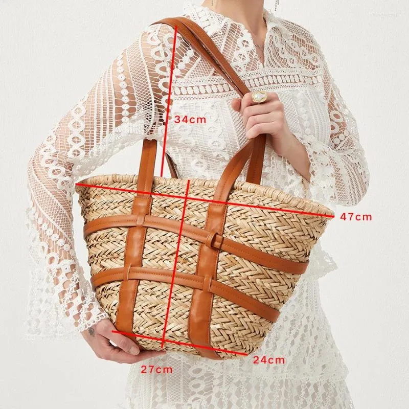 Large Capacity Shoulder Handbag Rattan Weave European And American Beach Holiday Womens Straw Bag