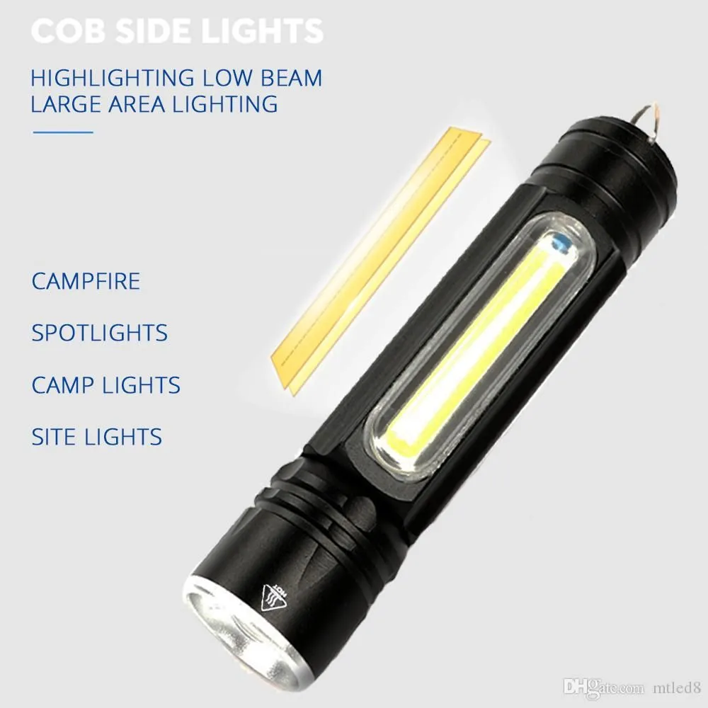 Multifunctional LED Flashlight USB Inside Rechargeable Battery