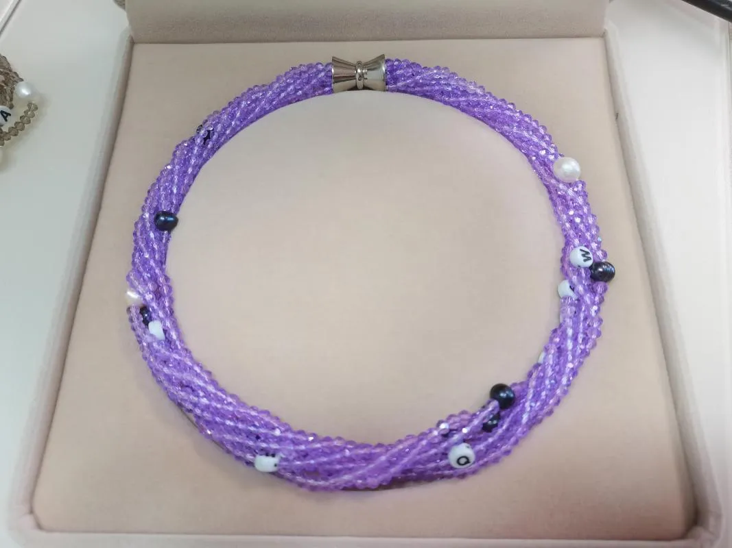 Łańcuchy ręcznie wiązany naszyjnik 6 sznurków Twist Naturalne wielokolorowe słodkowodne perełki szklane szklane łańcuch swetra Około 46 cm biżuterii mody