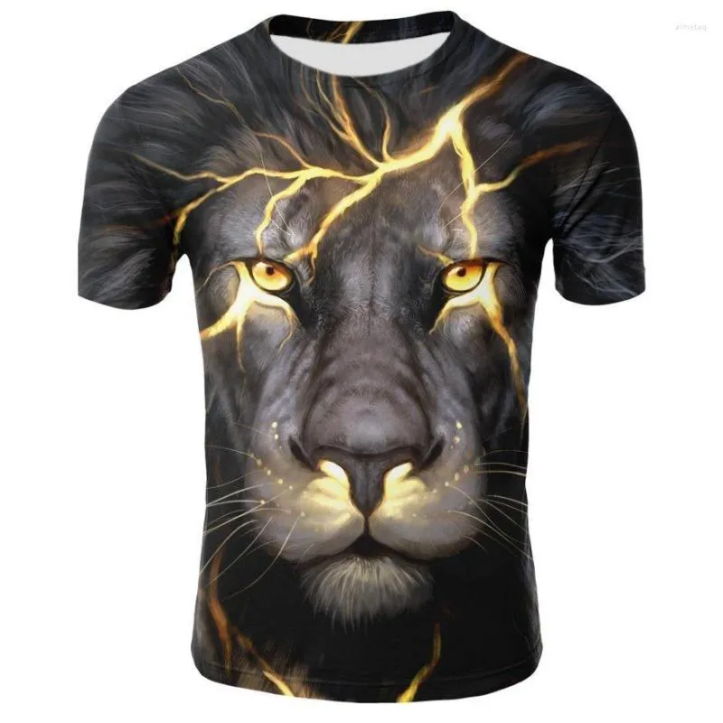 Męskie koszulki harajuku zwykła koszula 3 dt T-shirt Lion odzież nadrukowana głowa z krótkim rękawem