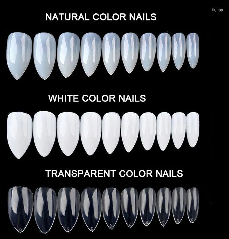 Falsas Nails 600pcs Color Mujeres Artificial Nail Tip Natural Transparente Whitey Acrílico Consejos de arte