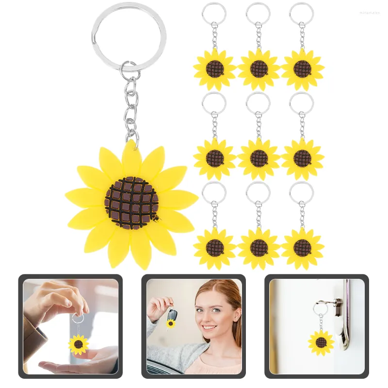 Keychains 10 PCS Key Chain Hawaii Ornament Delicate Keychain Hanger Sun Flower Bulk Metal Return Gifts Kids Bruid