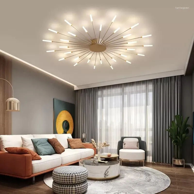 Ceiling Lights Golden Fireworks Led Chandelier For Study Living Room Dining Kitchen Home Decor Lighting Lamp