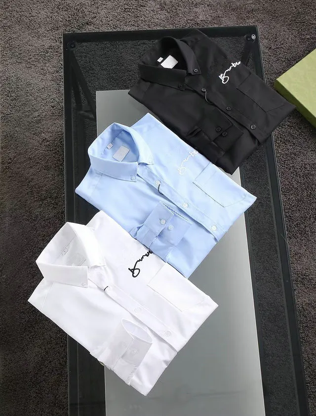 Chemises d'affaires formelles pour hommes de créateur Chemise décontractée à la mode Chemise à manches longues - hsc