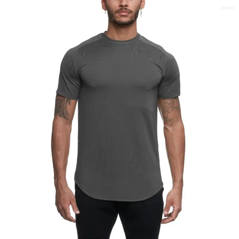 T-shirts pour hommes été T-shirt à séchage rapide pour hommes haut à col rond tissu en maille douce solide respirant travail extérieur demi-manches