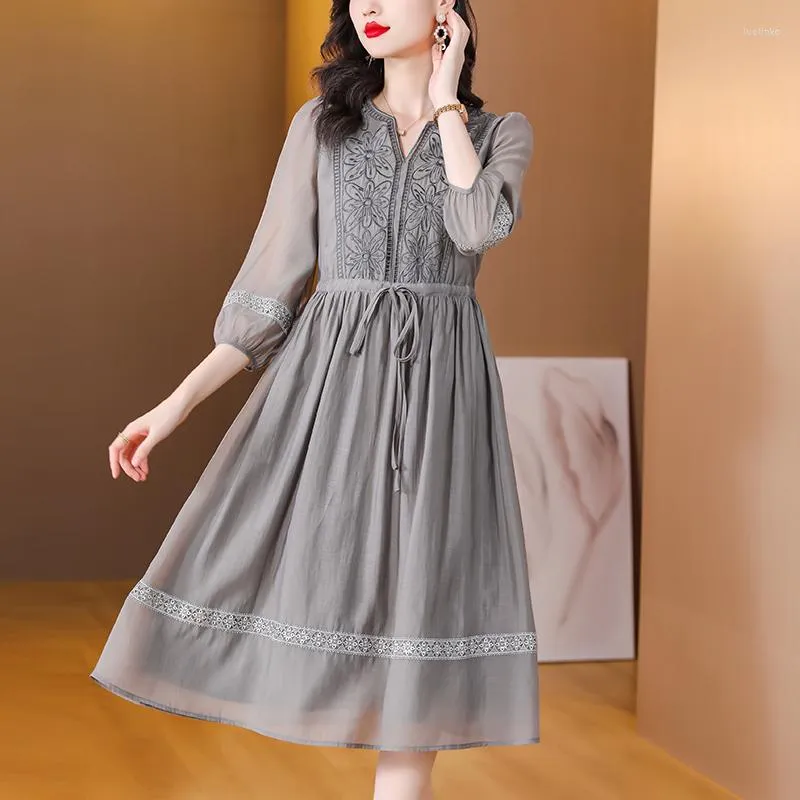 grey dresses casual Poetsky Casual Dresses for Women Summer V Neck Sleeveless Long Dresses –  Mega Mart Center main image 1