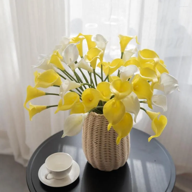 Fleurs décoratives 1 Pc Calla Lily Faux Mariage Bouquet De Mariée Artificielle Real Touch Home Party Decor