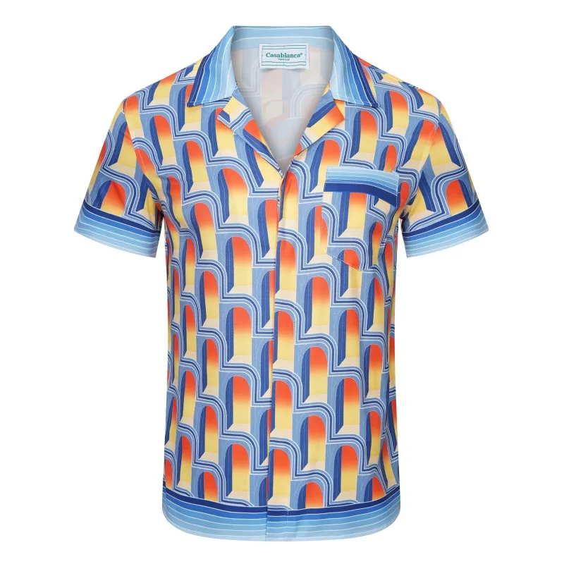 Erkekler tasarımcı gömlek Casablanca gömlek Moda tatil çift baskı Tasarımcı T-shirt plaj Casual Kısa Kollu Gömlek XXL XXXL yazdırmak mens