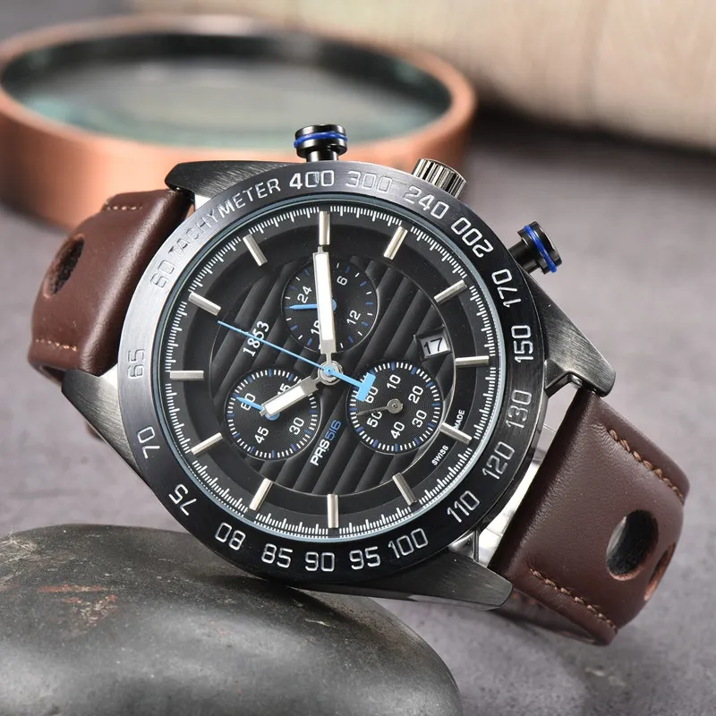 Tisso montres-bracelets pour hommes 2023 nouveaux hommes montres tous les cadrans de travail montre à quartz de haute qualité haut de gamme marque de luxe chronographe horloge en cuir ceinture mode type PRS516