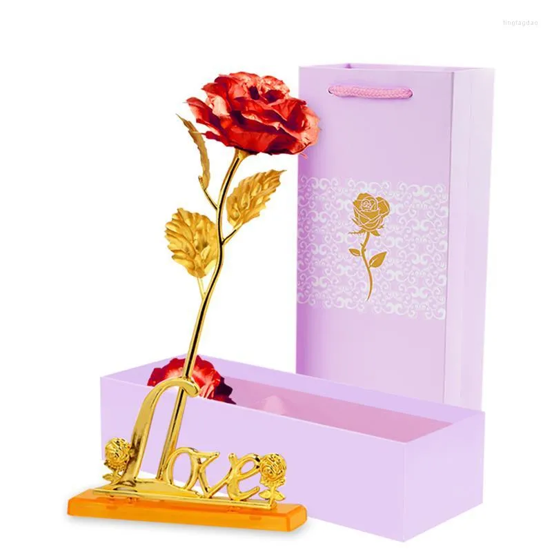 Fleurs décoratives feuille d'or Rose fleur artificielle saint valentin amant cadeau anniversaire romantique doré décor à la maison fête de fête