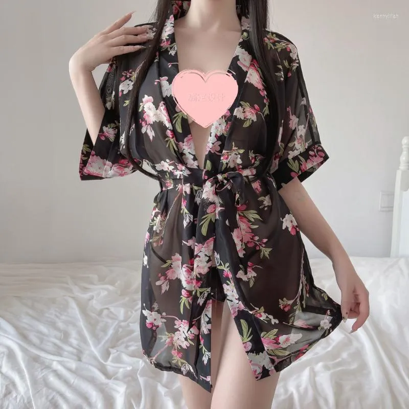 Vêtements de nuit pour femmes jupe courte Sexy femmes 23 sous-vêtements d'été en mousseline de soie tentation jarretelle chemise de nuit Femme Robe Nuisette Femme