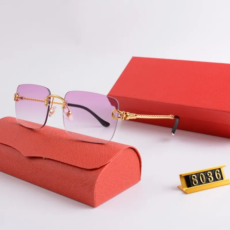 男性と女性のための高級デザイナーサングラス最高品質の夏のスタイル8036サングラスアンチウルトラビオレットレトロスクエアフレームファッション眼鏡が付属しています