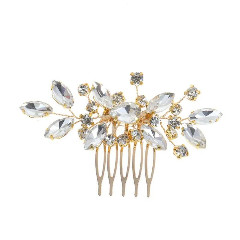 Bridal Crystal Hair Combs Headpiece Biżuteria Ręcznie robione złote srebrne srebrne Pletające Weddne Hair Akcesoria dla kobiet Dziewczyny