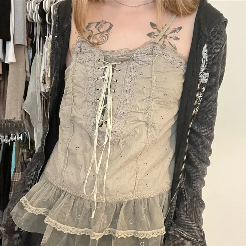 Vintage Lace Camisole: Retro Kawaii Style, Fairycore Grunge
