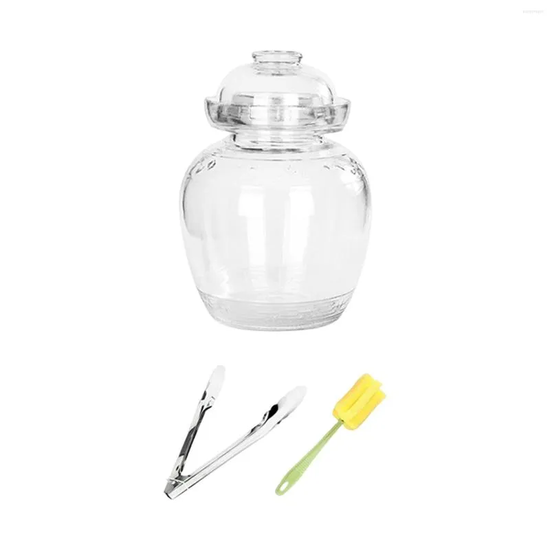 Le stockage met en bouteille la grande capacité transparente de pot de conserves au vinaigre en verre traditionnel avec le couvercle pour faire cuire