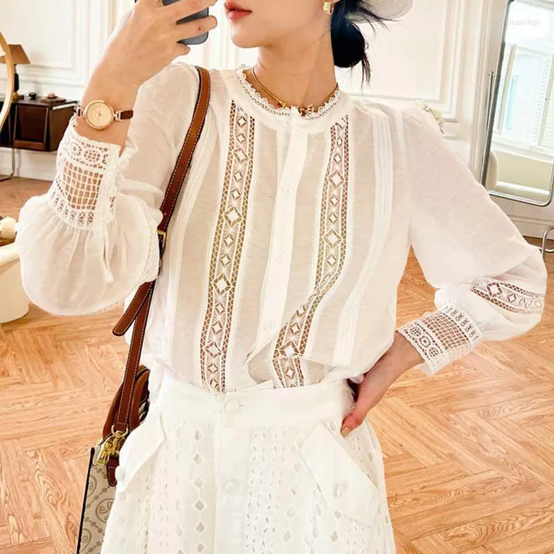 Chemise blanche dentelle femme hot sale