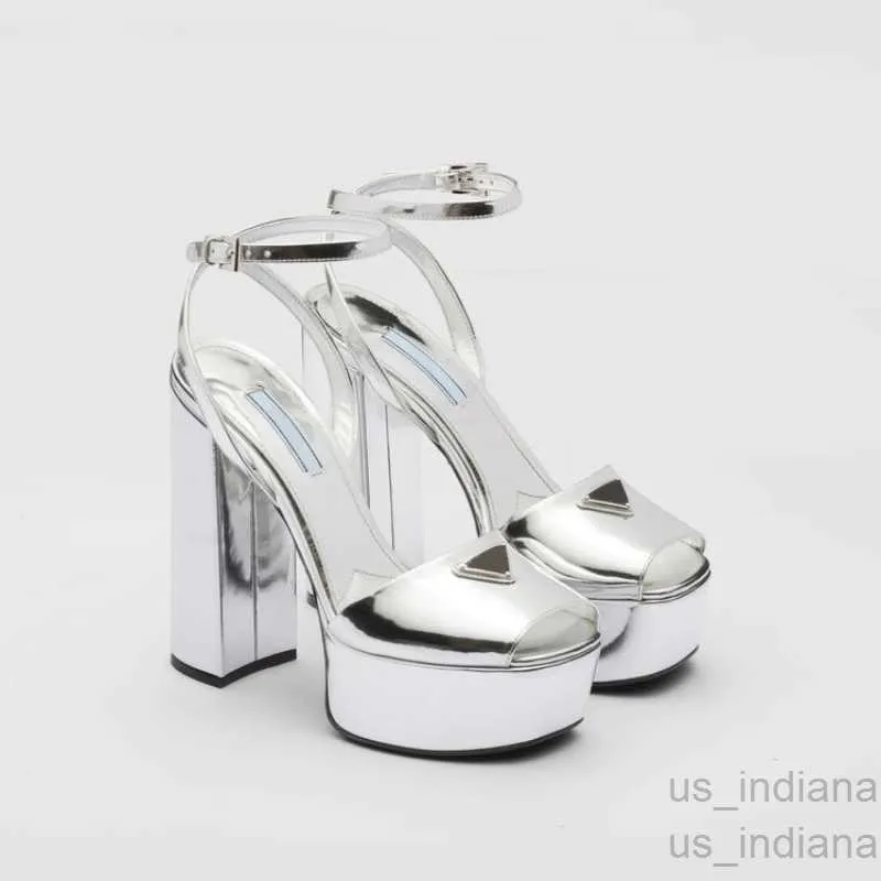 Silver metallic chunky heels cheap