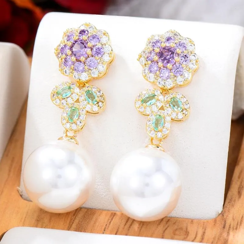 Dangle Earrings GODKI Trendy Pearl Flower For Women Wedding Party 2023 Fashion Ear Candy Femme Brinco Wholesale Jewelry