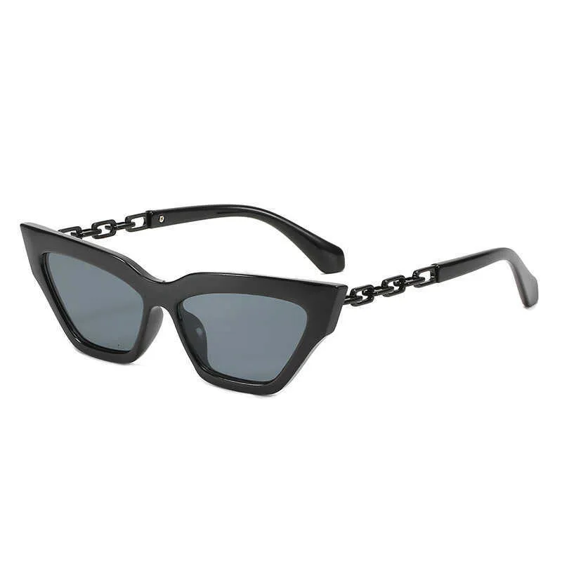 Mode off w solglasögon hög kvalitet 2021 New Cat's Eye Solglasögon trendmärke av samma färgbakningskedja kvinnor i boxen med logotyp