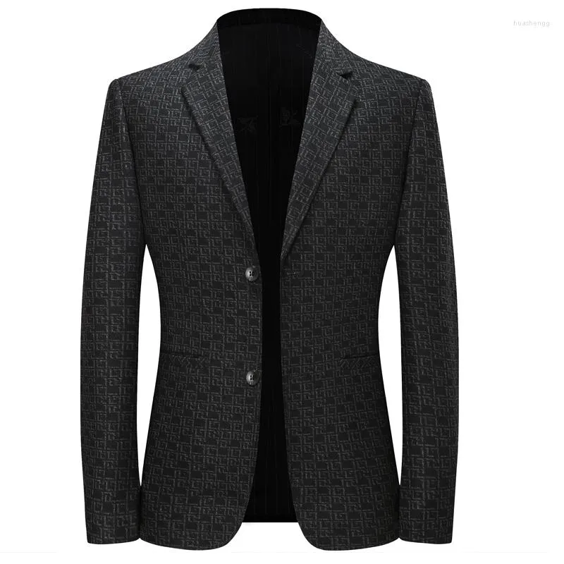 Mäns kostymer 2023 Spring Autumn Men's Suit Jacket Hög elastisk avslappnad singel Western Business Formal Thin Plus Size Dress