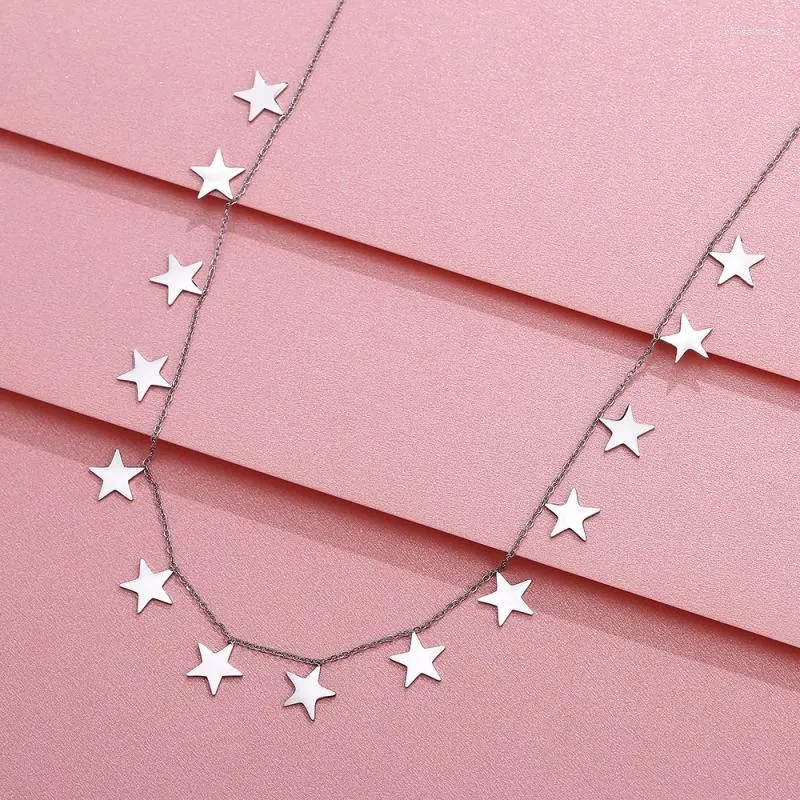 Hanger kettingen dames choker ketting rosé goud kleur roestvrijstalen sterren mode sieraden accessoires collier bijoux 2023