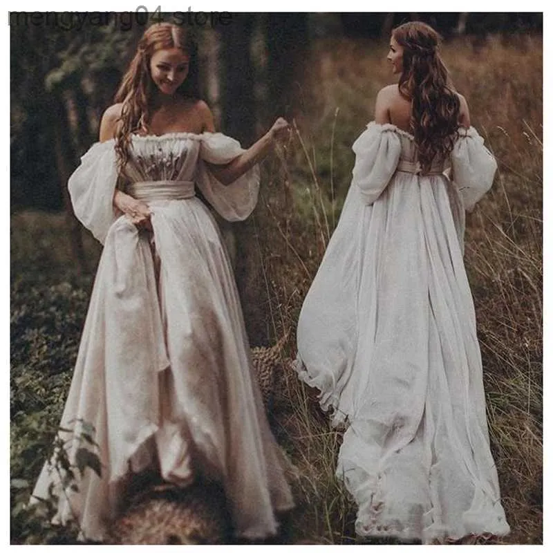 Robes de soirée LORIE hors de l'épaule robe de mariée princesse chérie appliqué manches bouffantes robe de mariée A-ligne dos nu robe de mariée Boho T230502