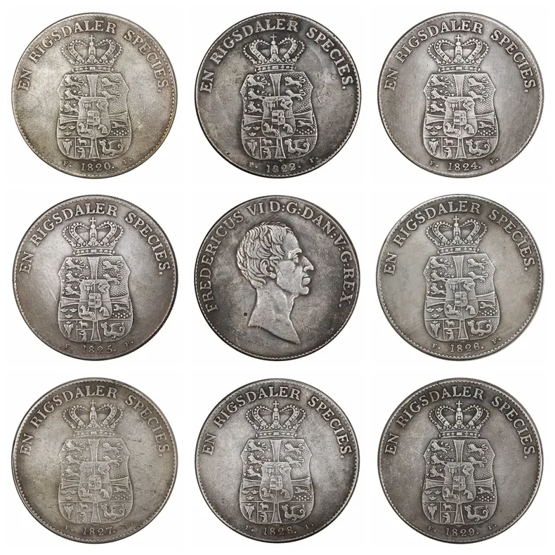 Dinamarca (1820-1839) 13pcs cópia de moedas prateadas