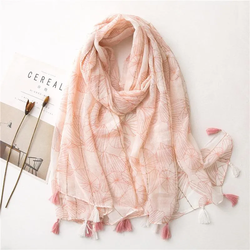 Schals Frühling Herbst Schal Frauen Luxus Bandana Rosa Tücher Wraps Rechteck Stola Weibliche Hijab Quaste Foulard Femme Bufandas