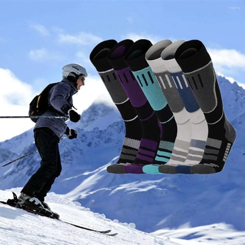 Chaussettes de sport Ski de haute qualité évacuant l'humidité pour adulte Construction sans couture en laine mérinos thermique à hauteur du genou isolée