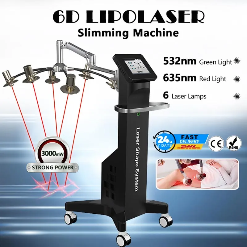 6D Liposlim Laser Therapy Painless Cold Slimming 635nm Laser Fat Loss Machine Body Shaping