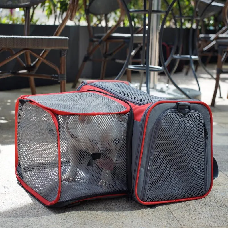 Transportörer I PAW M4PETA utbyggbar hundbärare andningsbar bärbar mjuksidig bilväska Pet Travel Bag Multifunktion Kennel för hundkatt