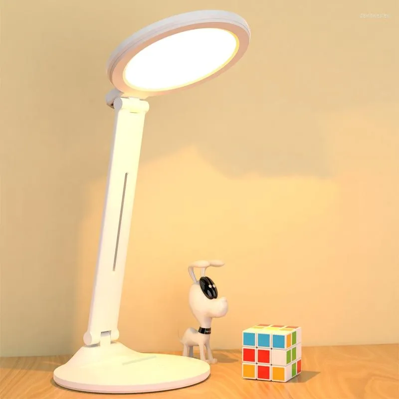 Lámparas de mesa LED Lámpara de escritorio plegable USB Recargable Protección ocular One Touch Atenuación Lectura Estudio Llight para libro Cama Oficina 3 colores