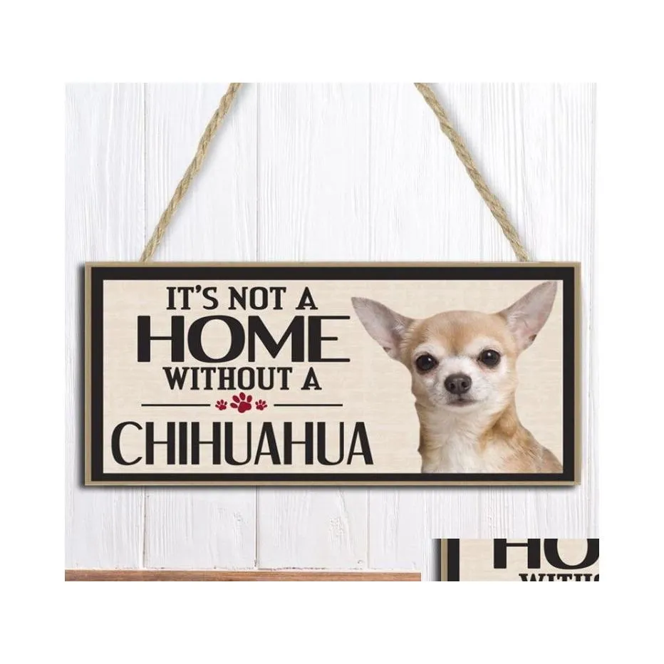 Decoração de parede Placas de cão de madeira estampada de madeira estampada Signing para cães decors homee porta jardim quintal madeira decoração de Natal 16styles d dhwsc