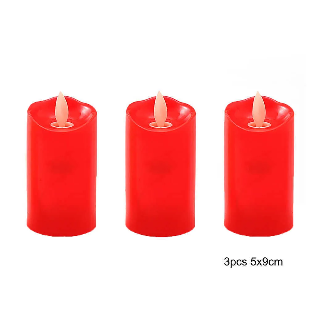 3 bougies cire scintillantes sans flamme LED piles