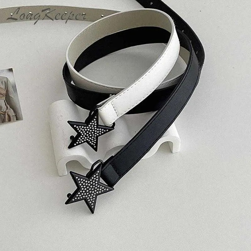 Inne modne akcesoria Kawaii Star Rhinestone Belt Kobiety dżinsy burza w stylu Vintage 2000s Belg grunge niezależne estetyki Y2K Akcesoria Koreańska moda J230502