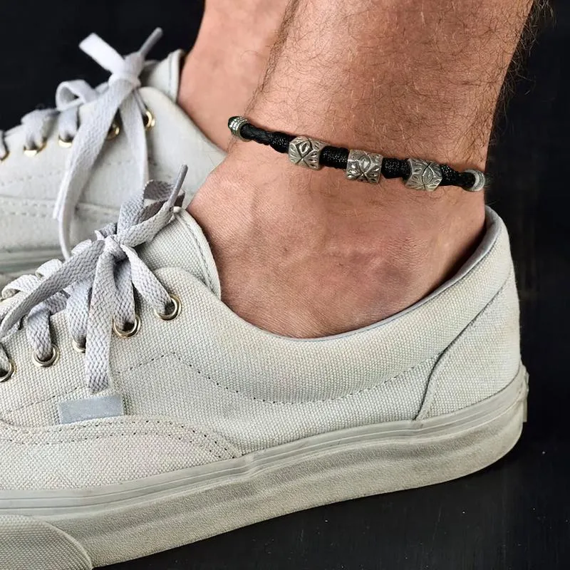 Boho Beach Surfer Surfer Anklets For Mens Black Braided Rope Chain