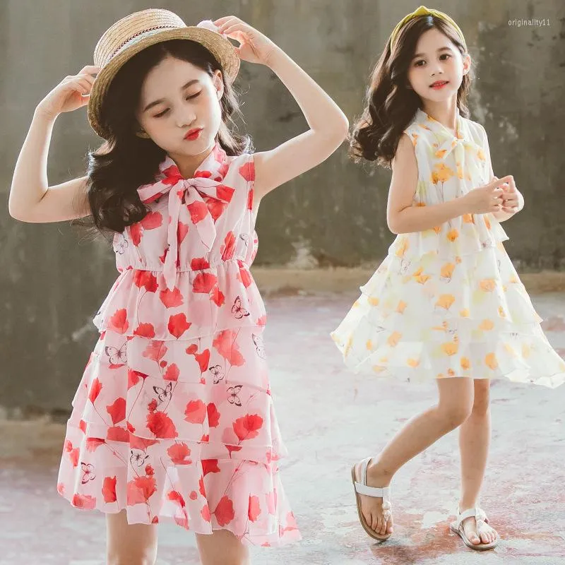 Girls Dress 2023 New Fashion Kids Solid Short Sleeve Princess Midi