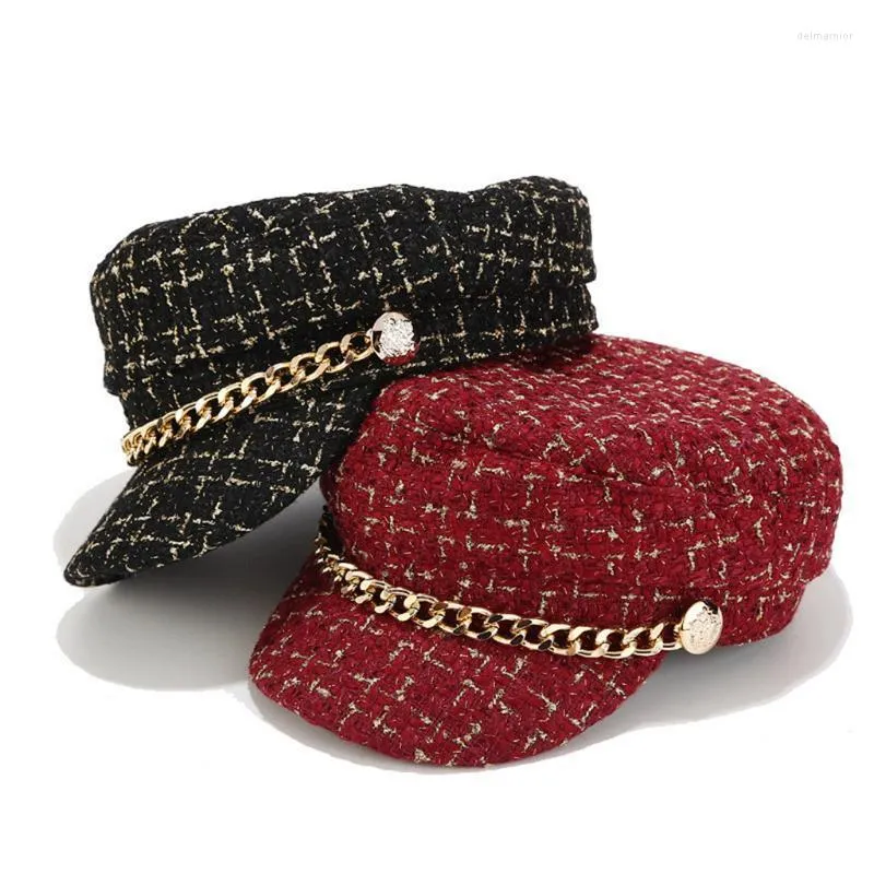 Berretti da donna Cappellino classico Cadet militare Trucker Cappello con visiera Urbano Cappelli da donna regolabili Cappellini Gorras Gorra MujerBerets Delm22