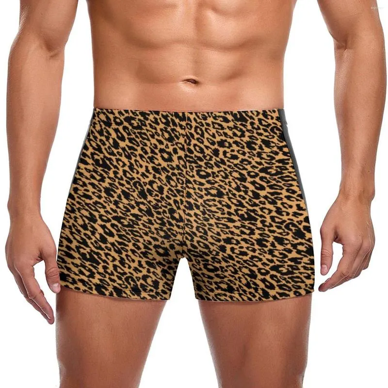 Men's Swimwear Classic Leopard Swimming Trunks Trendy Animal Print Fashion Stay-in-Shape Swim Boxers Training Large Size Men Swimsuit