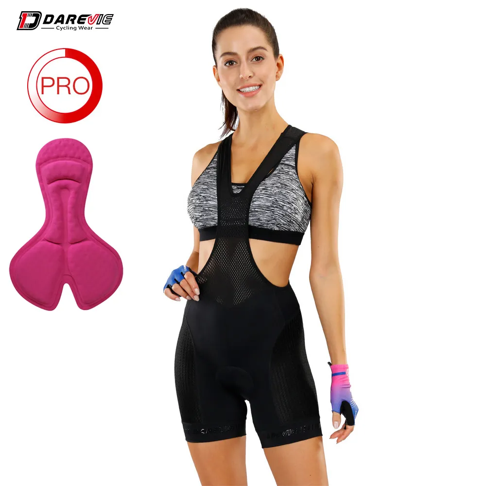 Cyklande haklappshorts Darevie Kvinnor Cykling Bib Shorts Pro Women's Cycling Shorts 13 Super Short Summer Soft 3D Sponge stockproof Pad 6 Hour Riding 230428