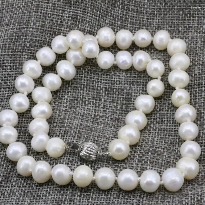 Chaînes 8-9mm naturel blanc perle d'eau douce perles de culture collier pour femmes haute qualité clavicule chaîne tour de cou bijoux à bricoler soi-même 18 pouces B3232