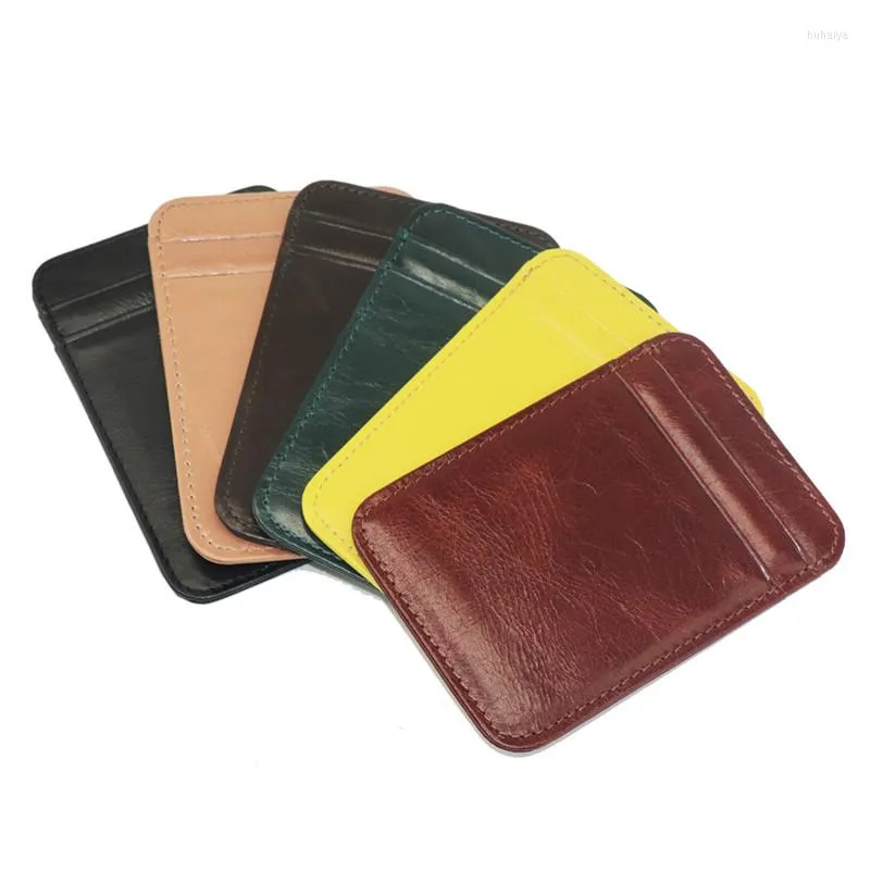 Card Holders Women's Men's Ultra-Thin Leather ID Holder Bag Mini Slim Wallets Travel Business Credential Case Clip Cardholder