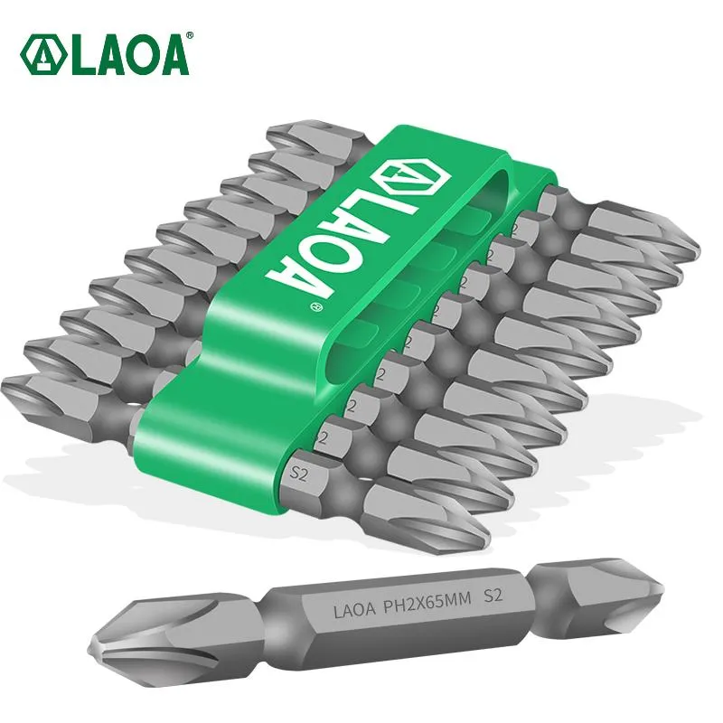 Schroevendraaier Laoa 10pcs 1/4 "mocny magnetyzm Phillips Bit Ph2 65 mm Dwa koniec śrubokręta elektrycznego Bit