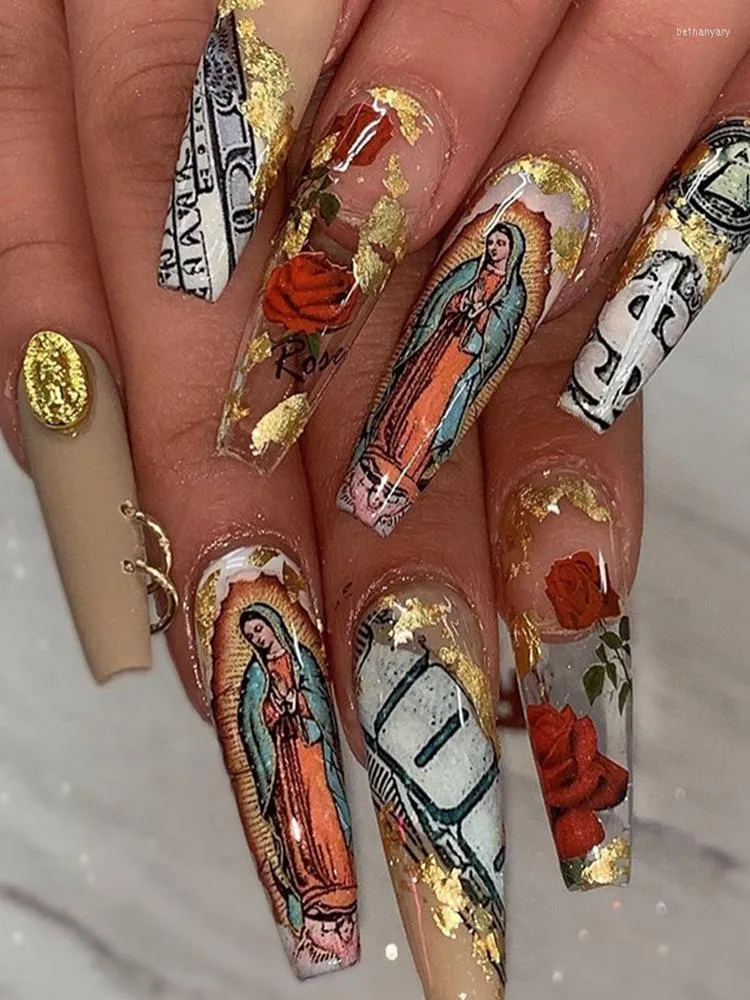Nail Stickers 3D Virgencita Sticker Press On Custom Nails Acrylic