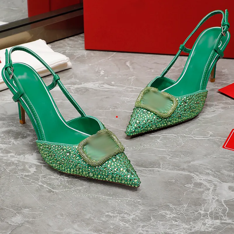 2023 Хрустальные туфли на высоких каблуках высокие каблуки Свадебная обувь Сандалии Высококачественные Золушка Жемчужная мода Женская мода Большой размер маленький размер 35-40 -462