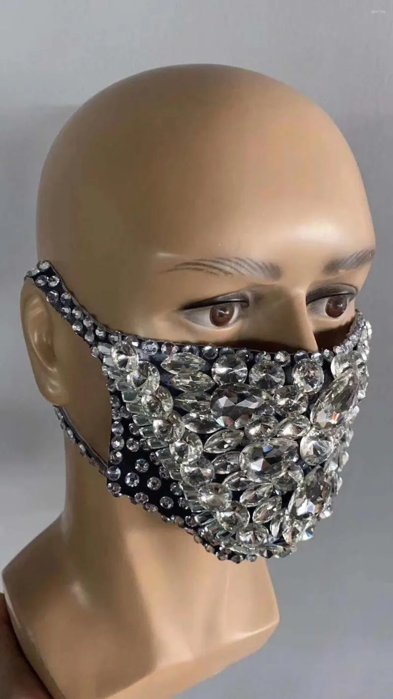 Stage Wear YS YESS Luxury Jewelry Rhinestone Masks Fashion Diamond Glitter Crystal Bling Face Mask Sexy Dancer Party Decoration