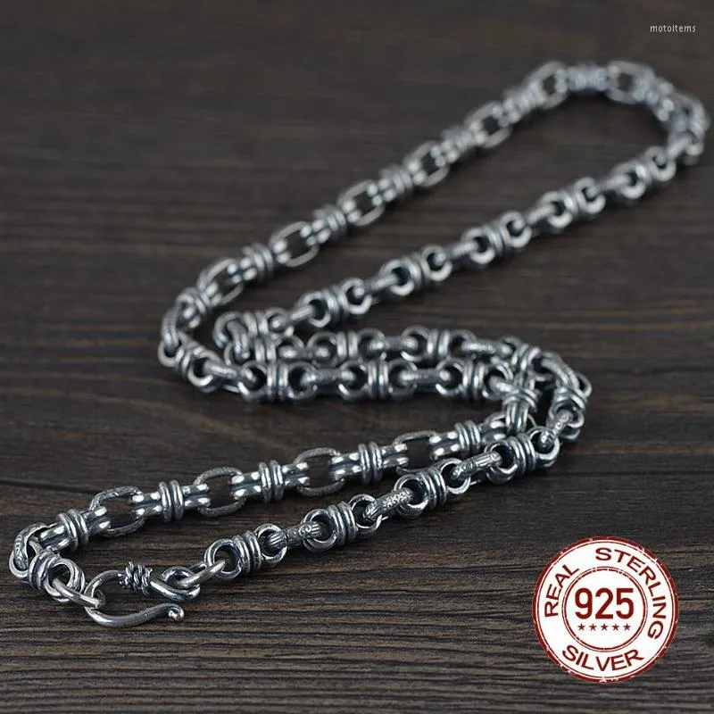 Chaînes 925 Sterling Silver Vintage Corde Noeud Collier Thai Double Chaîne Ronde Hommes Femmes S Crochet Antique Bijoux