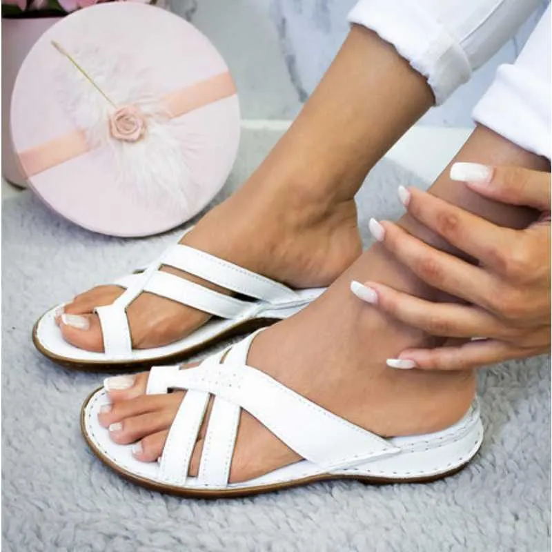 Sandals Gladiator Sandals Women Comfy Slippers 2022 Fahion Roman Wedge Sandals Low Heels Beach Shoes Casual Flip Flops Sandalia Feminina AA230502