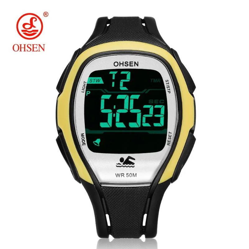 Orologi da polso a led digitale maschile sportivo orologio da polso cinghia silicone cinturino giallo orologio impermeabile di allarme impermeabile relogio maschilino